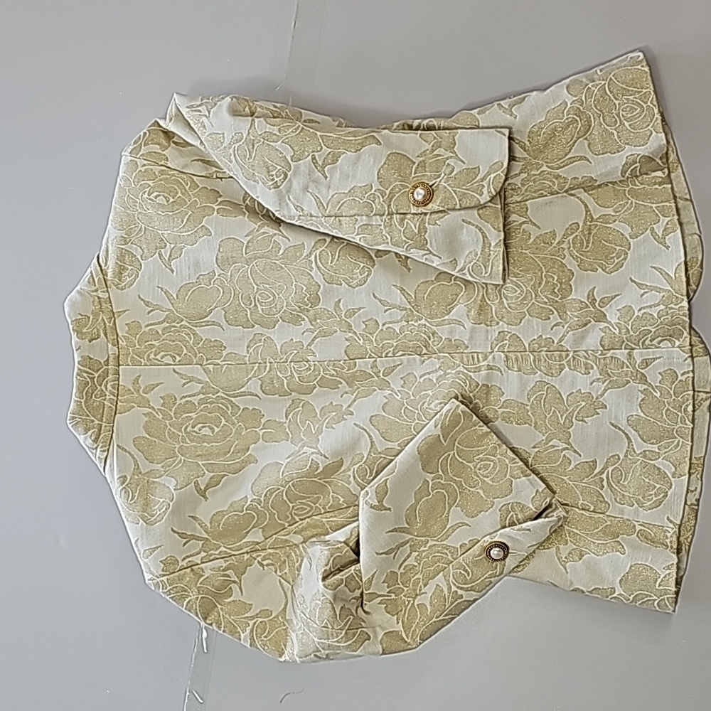 Jaclyn Smith Jacket Gold Cream Lined 3/4 Sleeves Gold Pearl Buttonsβ Size 8 VTG - Picture 5 of 12